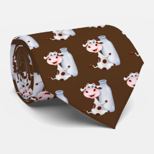 Cool tiled milk cow pattern neck tie