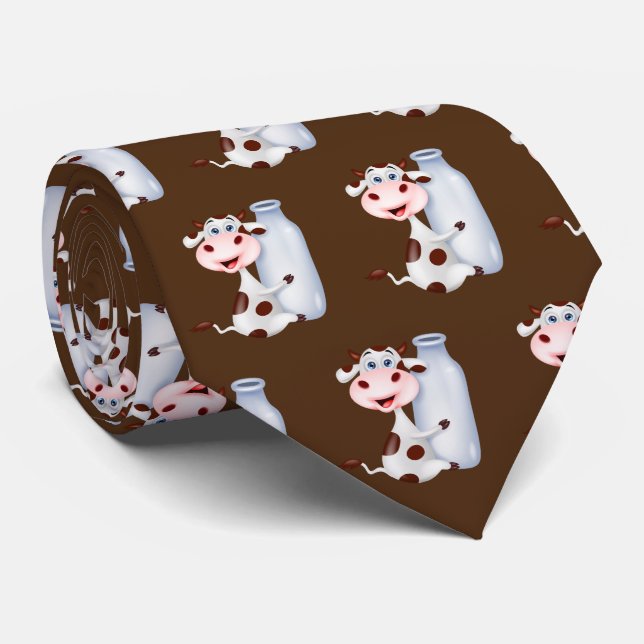 Cool tiled milk cow pattern  neck tie (Rolled)
