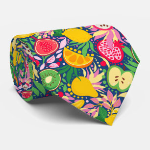 cool tiled mixed fruit pattern neck tie