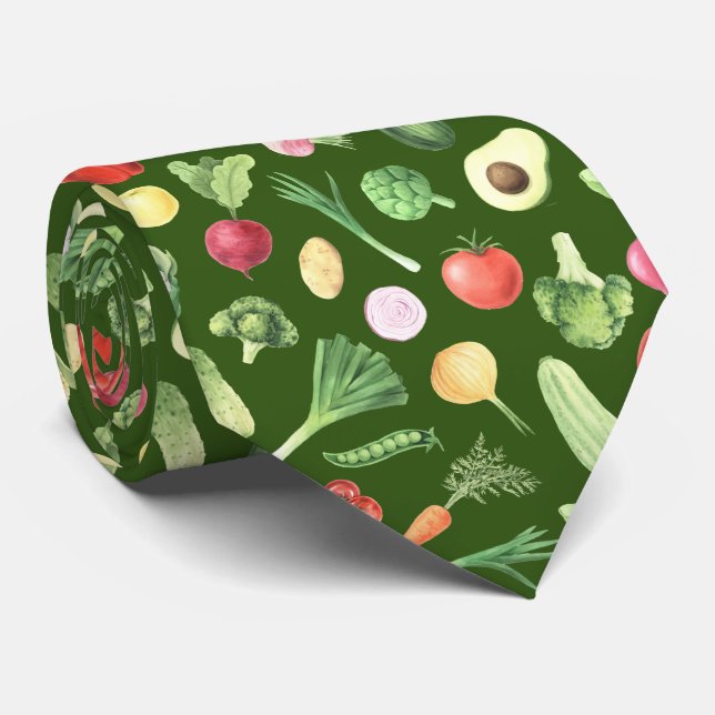 cool tiled mixed vegetables pattern  neck tie (Rolled)