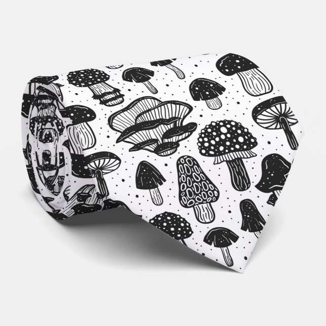 cool tiled mushroom pattern neck tie (Rolled)