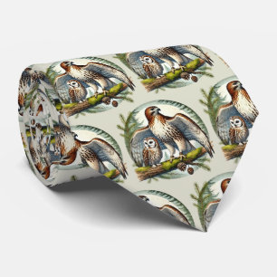 Cool tiled owl eagle pattern neck tie