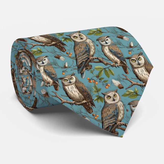 Cool tiled owl pattern  neck tie (Rolled)
