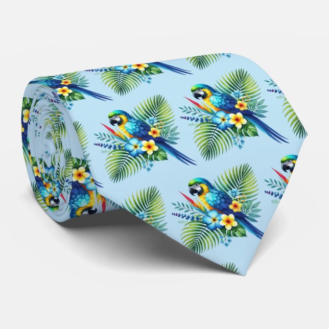 Cool tiled parrot pattern  neck tie (Rolled)