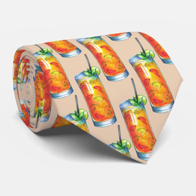 Cool tiled pattern cocktail bartender neck tie (Rolled)