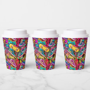 Cool tiled pattern comic graffiti teen Paper cups