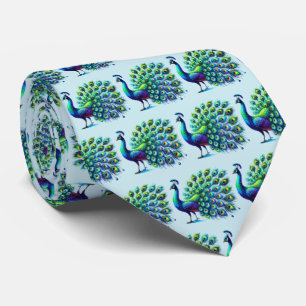 Cool tiled peacock pattern neck tie