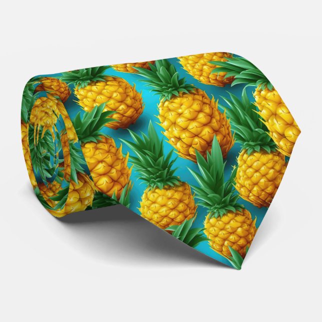 Cool tiled pineapple fruit pattern neck tie (Rolled)