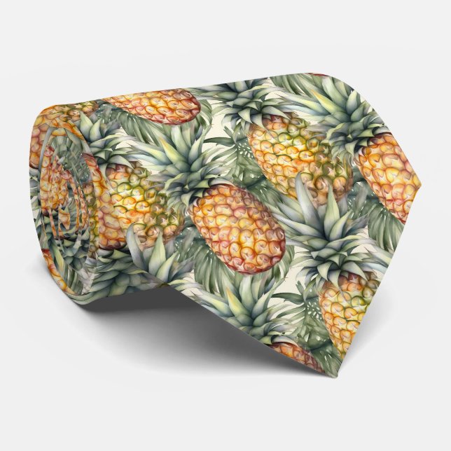 Cool tiled pineapple fruit pattern neck tie (Rolled)