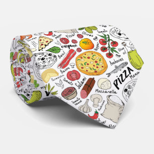 cool tiled pizza food pattern neck tie