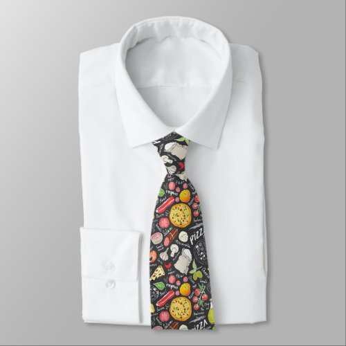 cool tiled pizza food pattern neck tie
