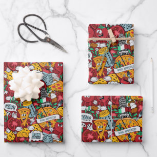 cool tiled pizza party  wrapping paper sheets