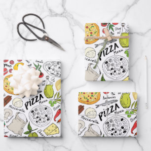 cool tiled pizza party  wrapping paper sheets