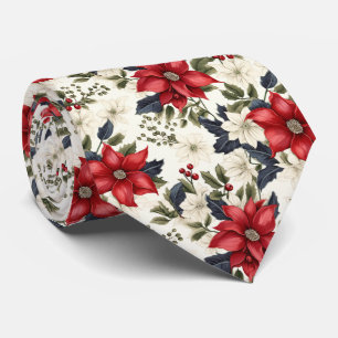 Cool tiled poinsettia pattern neck tie