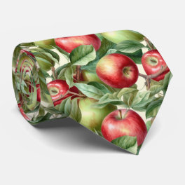 Cool tiled red green apple pattern neck tie