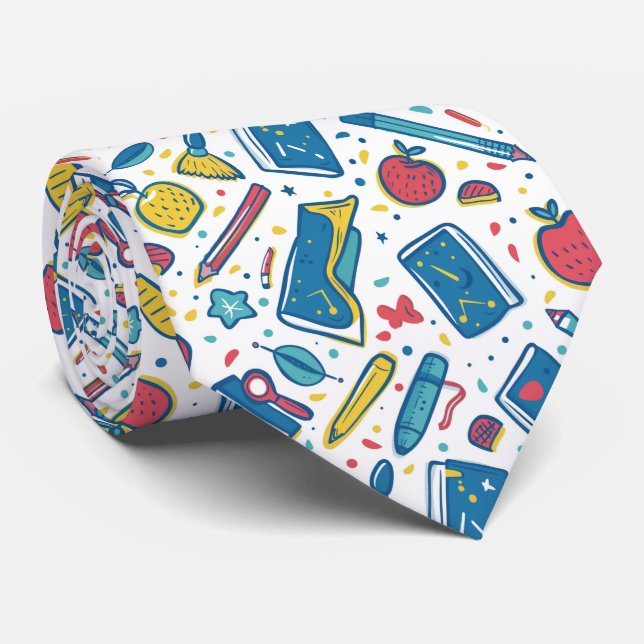 Cool tiled School pattern Teacher  Neck Tie (Rolled)
