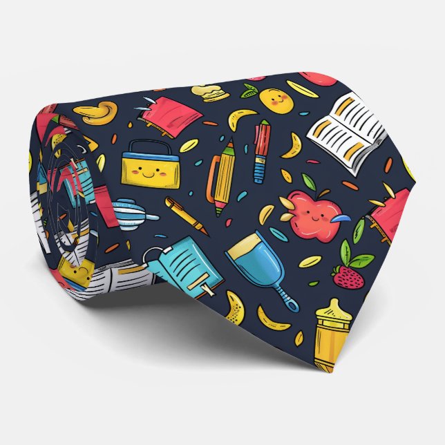 Cool tiled School pattern Teacher  Neck Tie (Rolled)