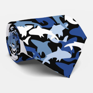 cool tiled shark beach pattern neck tie