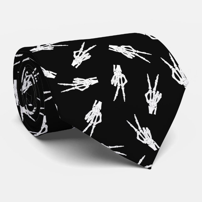 cool tiled skeleton hands Halloween party Neck Tie (Rolled)