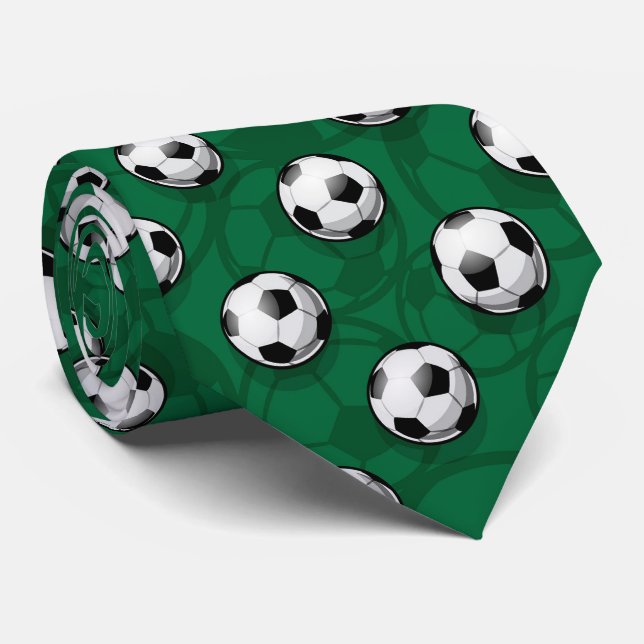 Cool tiled soccer ball sports pattern neck tie (Rolled)