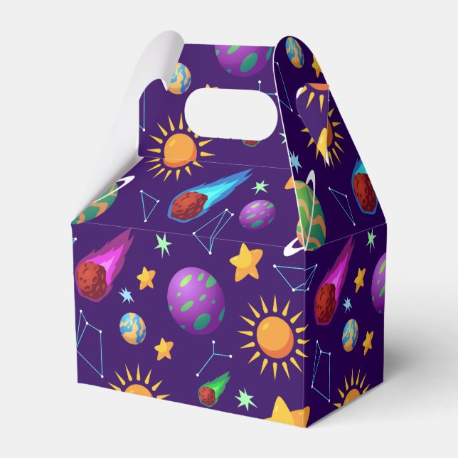 Cool tiled space galaxy lovers  favor boxes (Front Side)