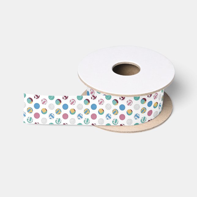 cool tiled sports volleyballs party  satin ribbon (Spool)
