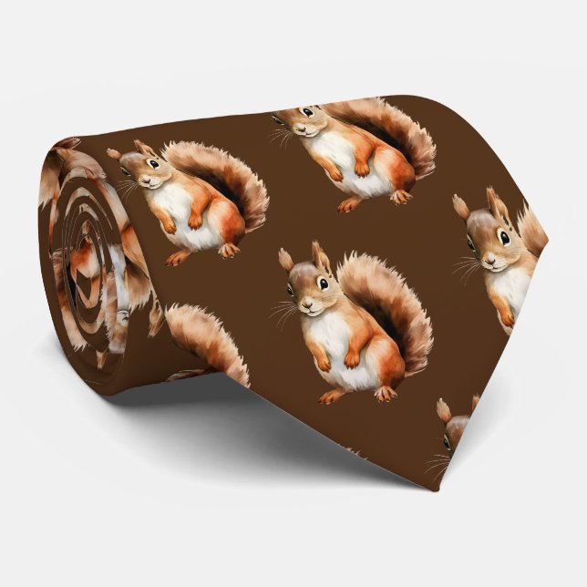 Cool tiled squirrel pattern neck tie (Rolled)