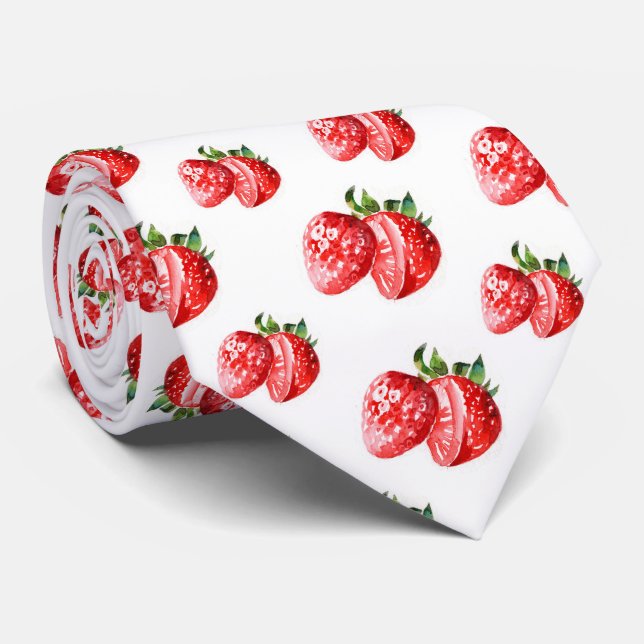 cool tiled strawberry fruit pattern  neck tie (Rolled)