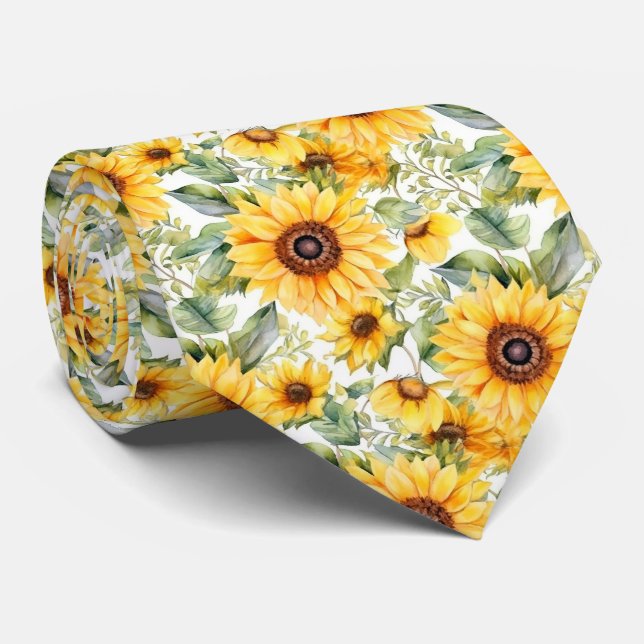 cool tiled sunflower pattern neck tie (Rolled)