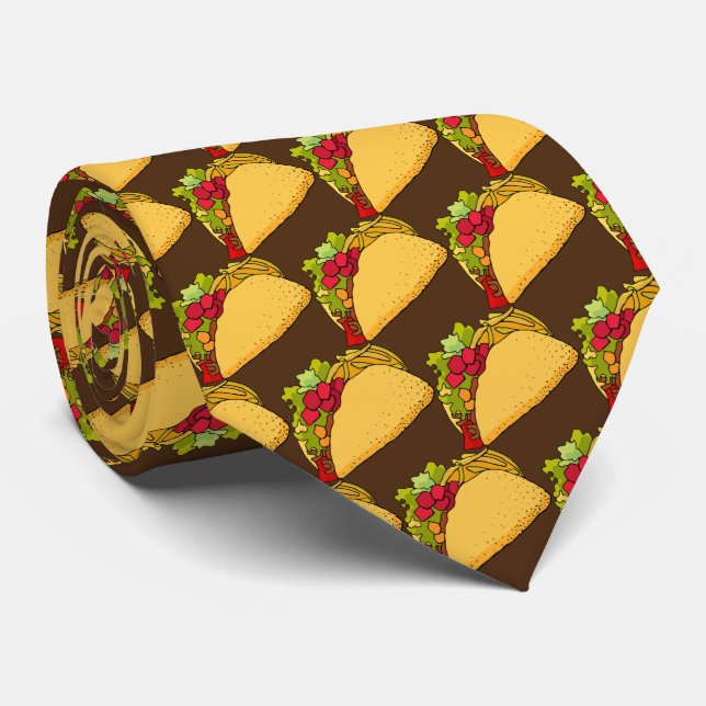 cool tiled taco pattern neck tie (Rolled)