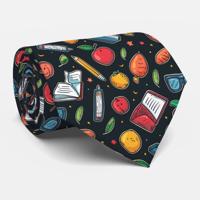 Cool tiled Teacher School pattern Neck Tie (Rolled)