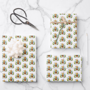 Cool tiled unisex baby bee pattern wrapping paper sheets