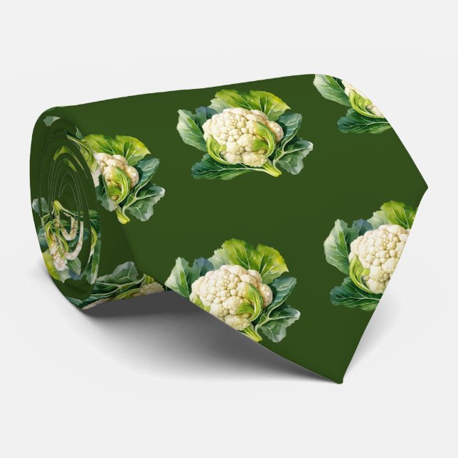 Cool tiled vegetable pattern cauliflower neck tie (Rolled)