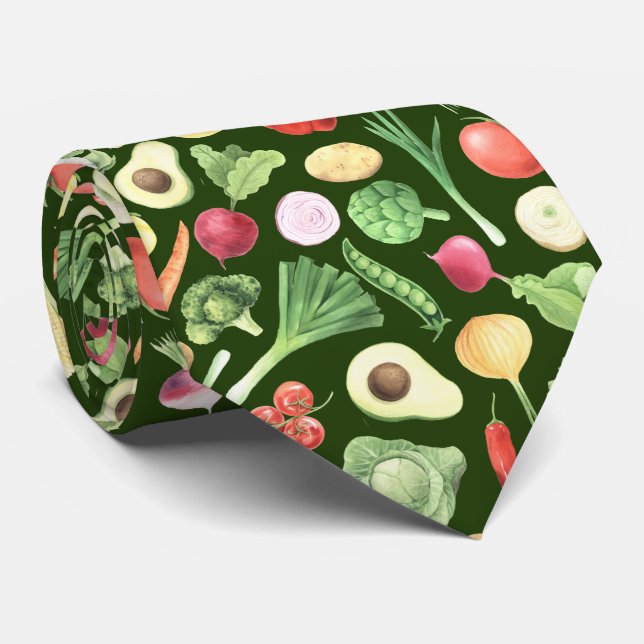 cool tiled vegetable pattern food neck tie (Rolled)