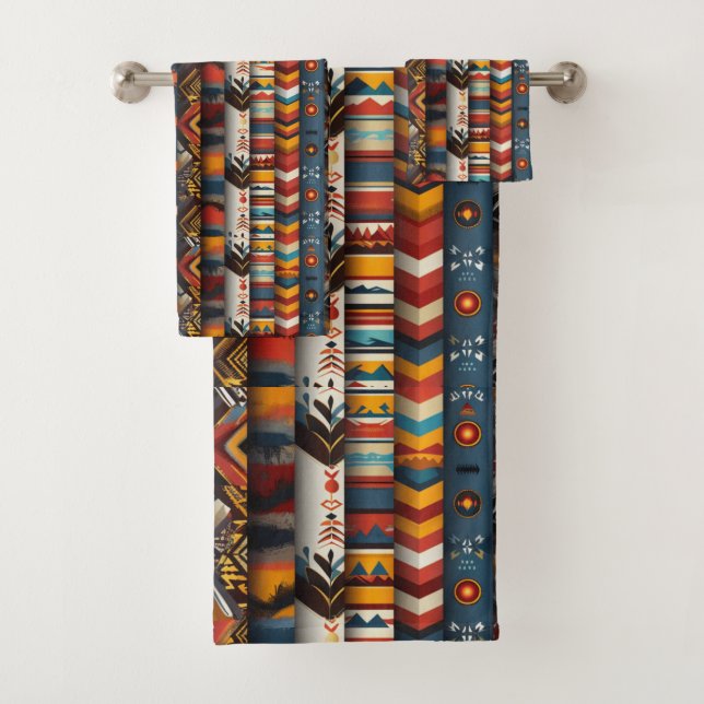 Cool tiled Western pattern  Bath Towel Set (Insitu)