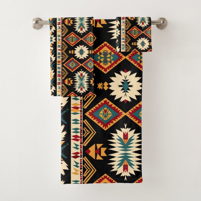 Cool tiled Western pattern  Bath Towel Set (Insitu)