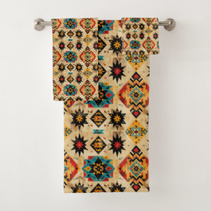 Cool tiled Western pattern Bath Towel Set