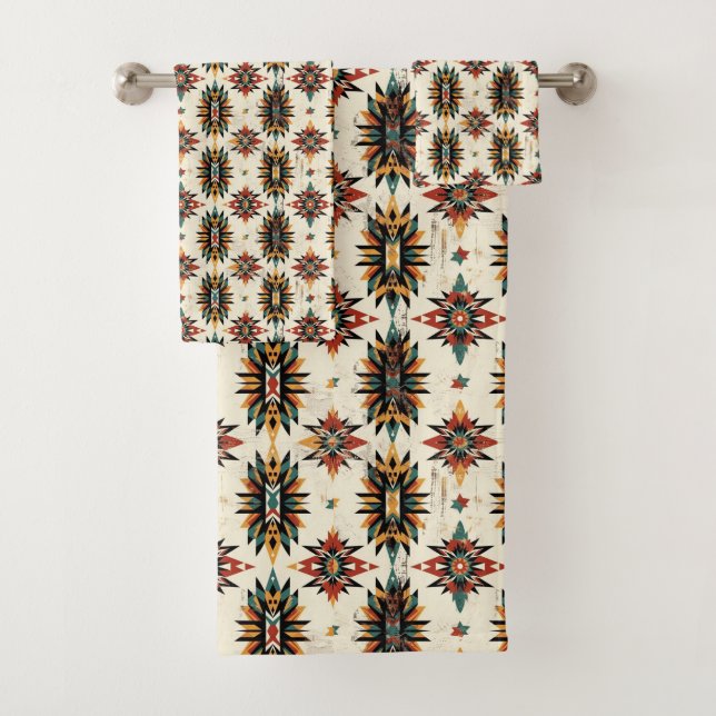 Cool tiled Western pattern  Bath Towel Set (Insitu)