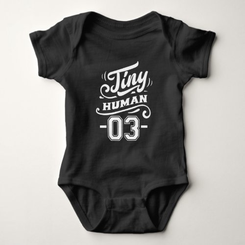 cool tiny human number three triplets baby bodysuit