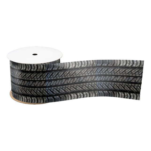 Cool Tire Rubber Automotive Texture Decor Satin Ribbon (Spool)
