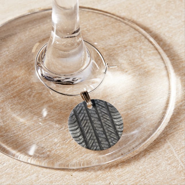 Cool Tire Rubber Automotive Texture Decor Wine Charm (In Situ)