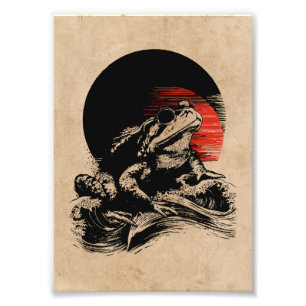 Cool Toad Wabi Sabi Art Vintage Japanese Frog Photo Print