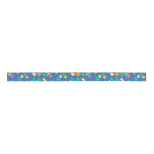 Cool Tone checkerboard Kid's Grosgrain Ribbon