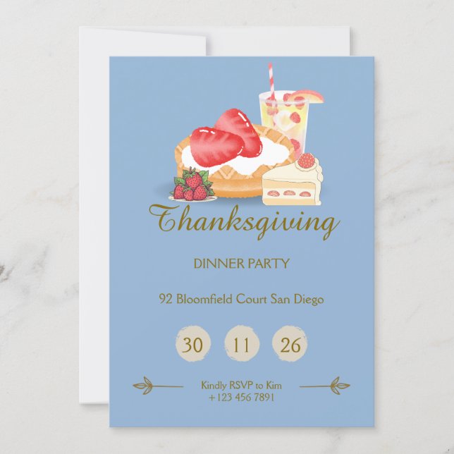 Cool Tone Thanksgiving Invitation | Dinner Party  (Front)