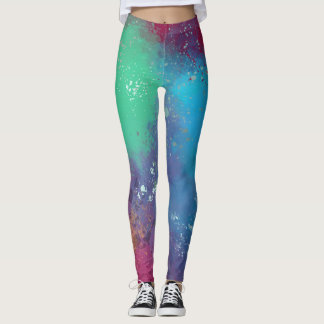 Cool Tones Abstract Oil Paint Gradient Leggings