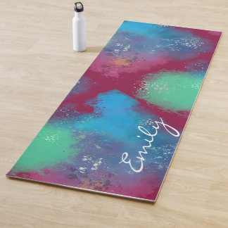 Cool Tones Abstract Oil Paint Gradient Leggings Yoga Mat