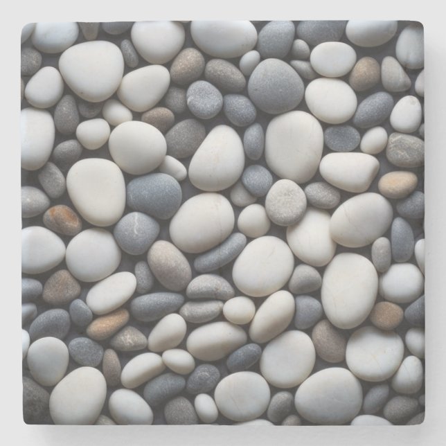Cool Tones Smooth Beach Rocks Pebbles Stone Coaster (Front)
