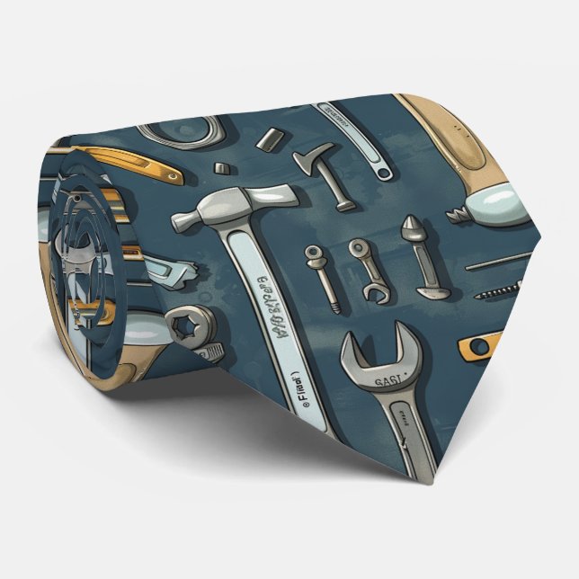 cool tool pattern tiled neck tie (Rolled)