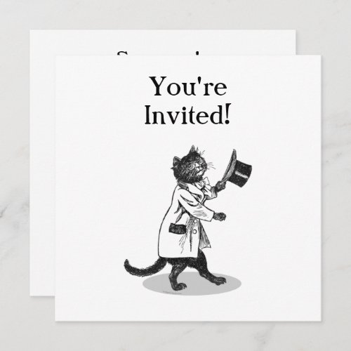 Cool Top Hat Cat Custom Invitation Template