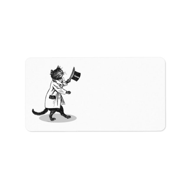 Cool Top Hat Cat Etching Address Labels (Front)